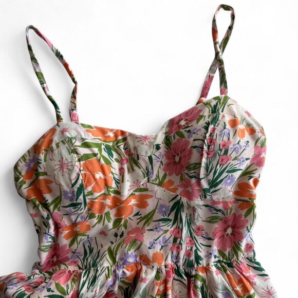 AUW Women's Floral Dress Size Large 80s Coquette Cottage Party Sundress Pop - Picture 3 of 6